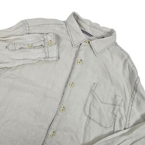 Tommy Bahama Relax Linen Shirt Men's Large Off White Button Up Destroyed Casual